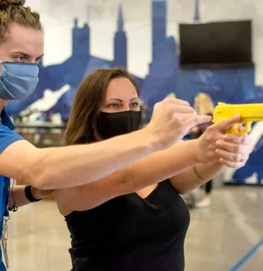 A participant learning during an 18-hour concealed carry permit class.